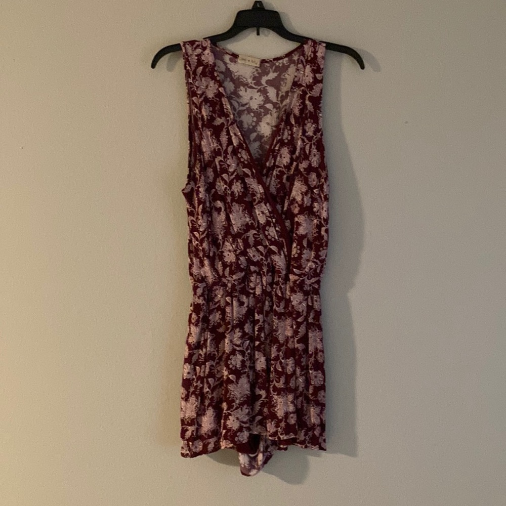 Garnet floral print shorts romper